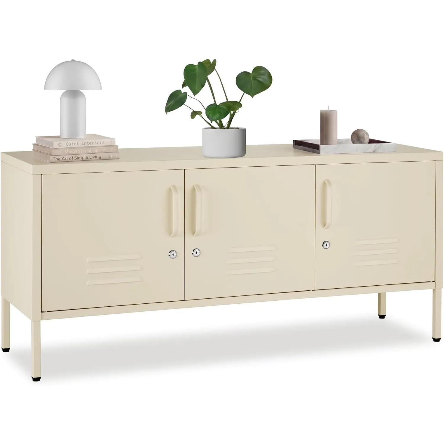 tectake® Sideboard mit 3 Türen, 120 x 37,5 x 55,5 cm, Magnetverschluss