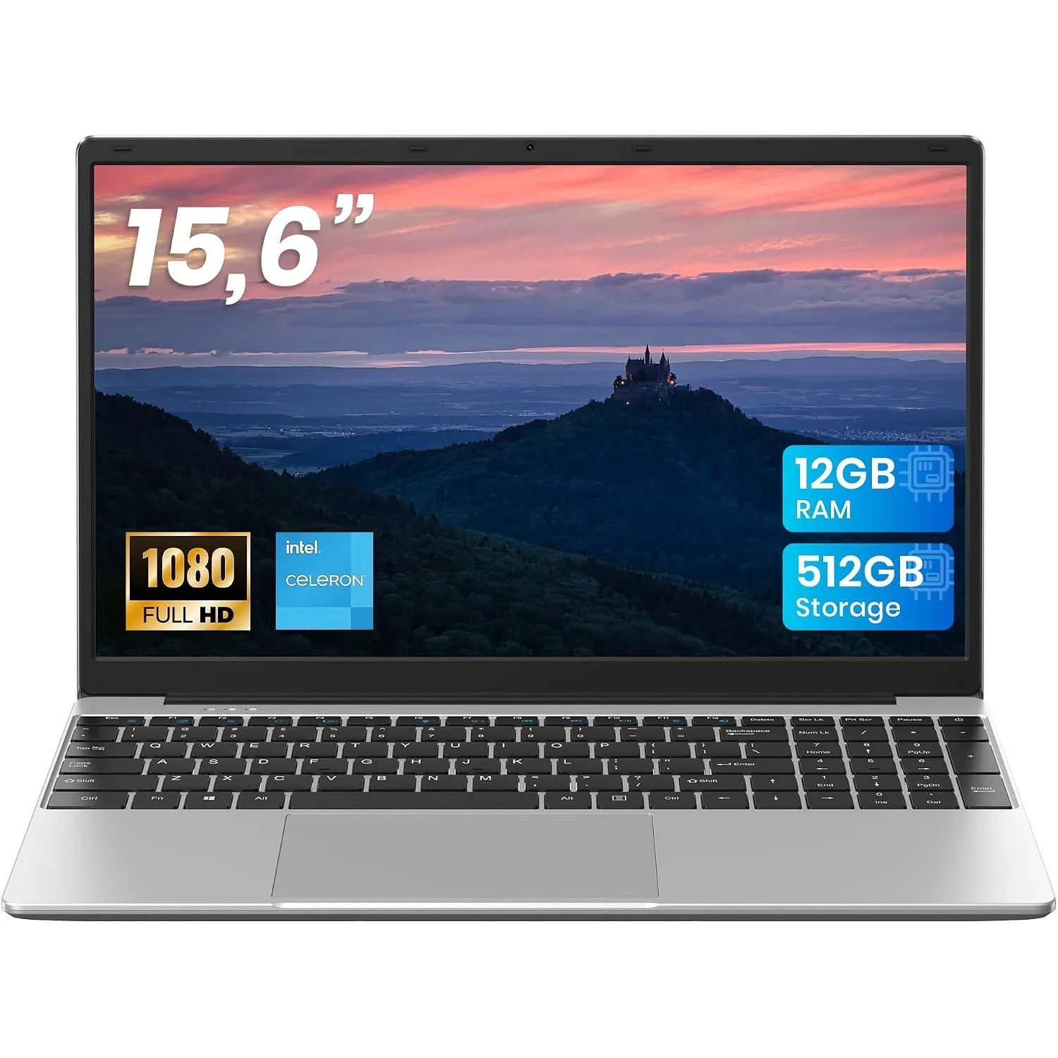 jumper Laptop 15,6 Zoll FHD Display, 12 GB RAM 512 GB ROM TF Erweitern 512GB, 5205U Prozessor Notebook(bis zu 2,3 GHz),…