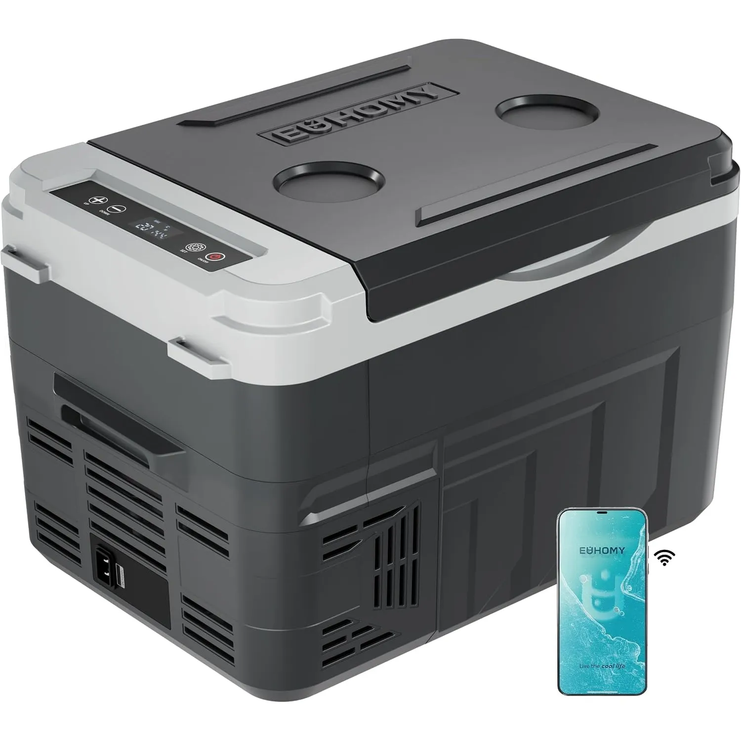 EUHOMY Kompressor Kühlbox 15L, Kühlbox Auto mit APP-Steuerung, -20℃~20℃, Tragbarer Kühlschrank 12/24V DC 100-240V AC, T…