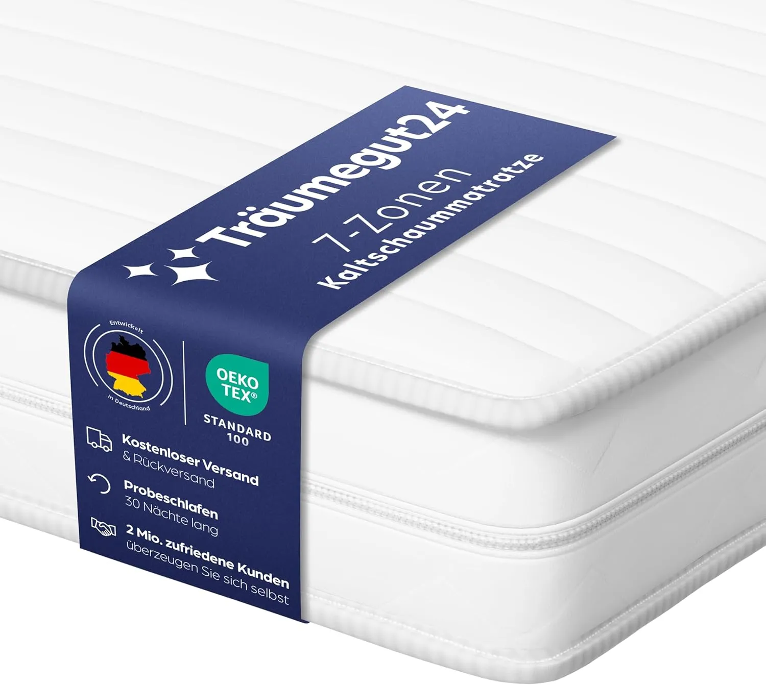 Träumegut24 AquaFlex 7-Zonen Matratze | H2&H3 | Ergonomische Kaltschaummatratze | Hypoallergen & Antibakteriell | Bezug…