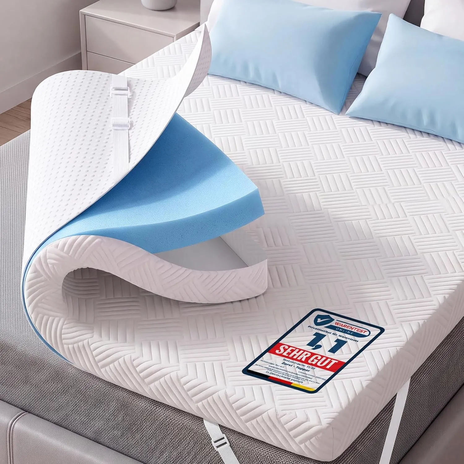 Gel Matratzen Topper 160x200cm, H2/H3 6cm Matratzentopper, Weicher Gelschaum Memory Mattress Topper Matratzenauflage fü…