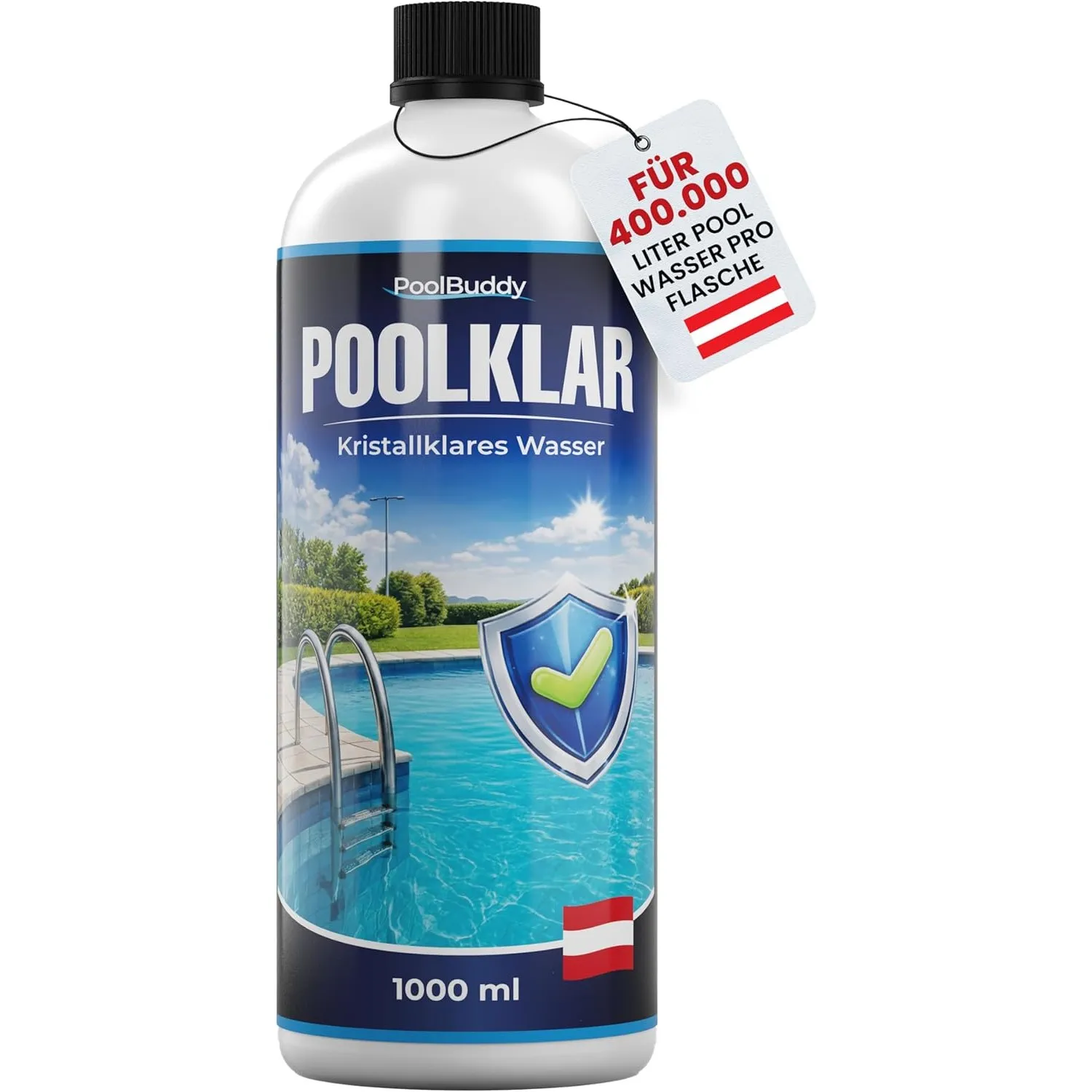 Poolklar 1L | Für kristallklares Poolwasser | Universal Trübungsentferner für alle Filterarten | Hochkonzentrat für 400…