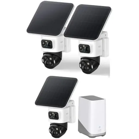 ANKER eufyCam S4 3‑Kamera‑Set, Überwachungskamera Außen, Farbnachtsicht