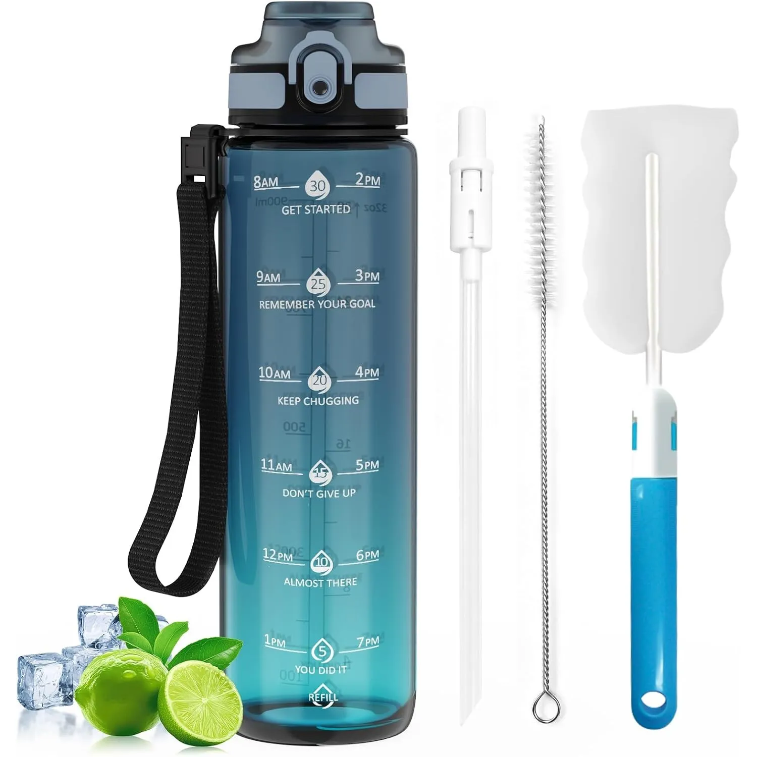 Trinkflasche 1L – aus BPA-freiem Tritan, Sport Trinkflasche mit Abnehmbarem Strohhalm, Auslaufsichere Wasserflasche mit…