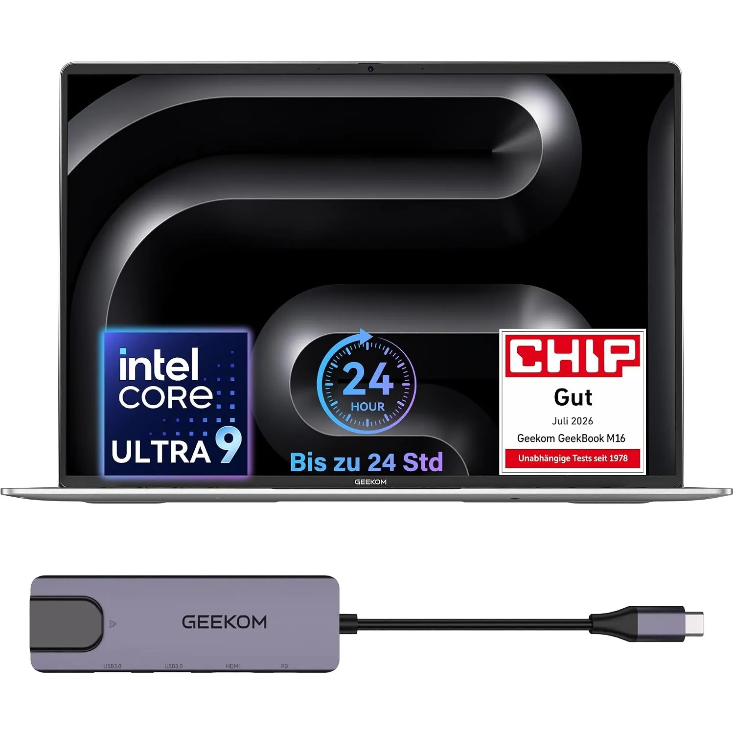 GEEKOM GeekBook M16 Laptop, 16 Zoll IPS Notebook für Business & Office, Intel Core Ultra 9, 55 W TDP, 99,9 Wh, Dual-Fan…