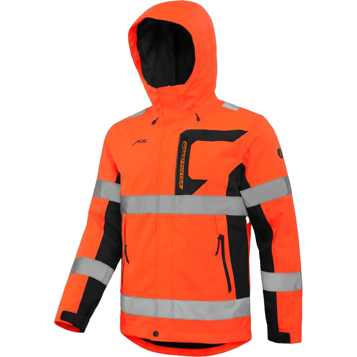 ACE Constructor HiViz Regenjacke - wasserdichte Warnjacke mit Reflektoren und Kapuze - EN ISO 20471 und EN 343 - S bis …