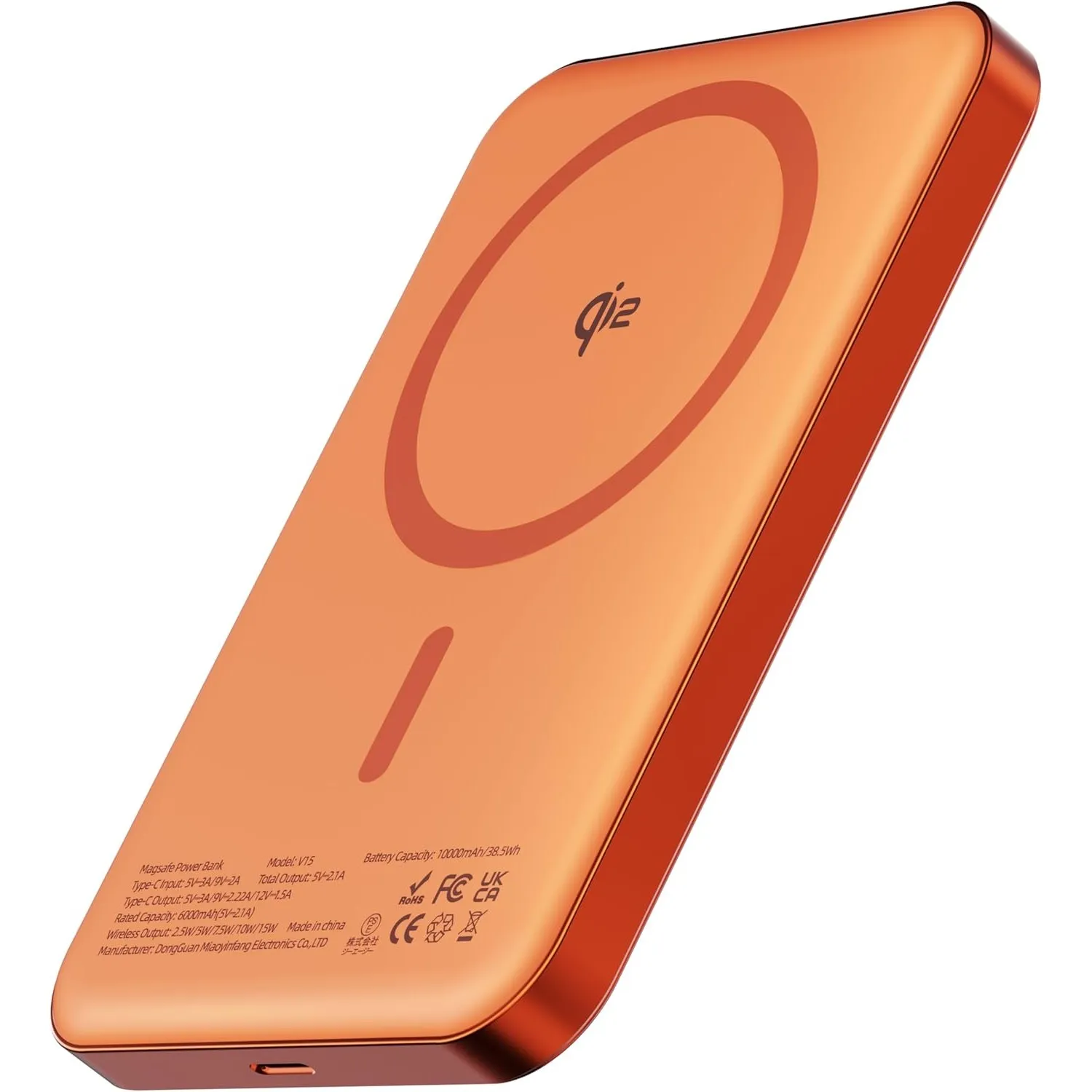 Magnetische Powerbank 10000 mAh, 14 mm ultradünnes Titan-Design, PD20W, kabelloses tragbares Ladegerät mit USB-C-Eingan…