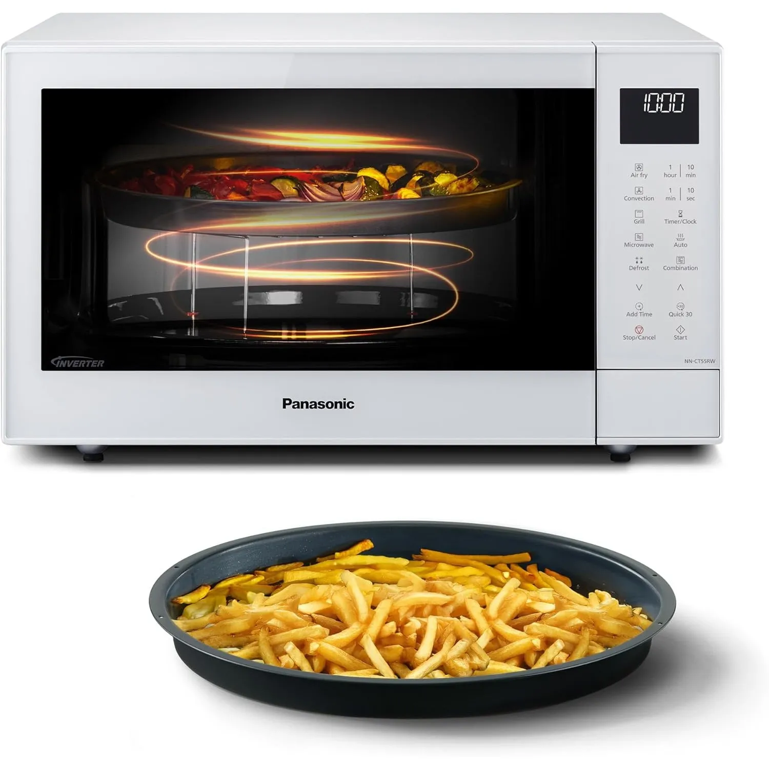 Panasonic NN-CT55RWEPG Kombi Mikrowelle 27L mit Airfryer, Inverter, Weiß