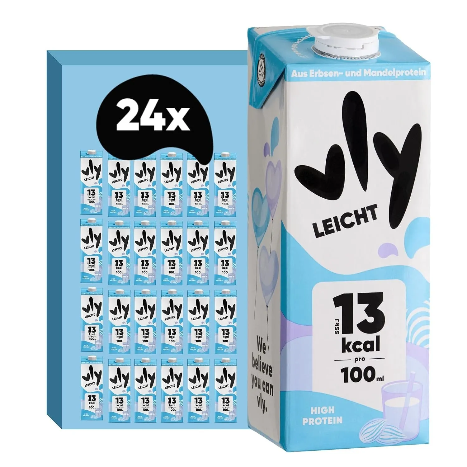 vly LEICHT - nur 13kcal/100ml | Die vegane Milchalternative aus Erbsen- & Mandelprotein | Perfekter Schaum | Reich an B…