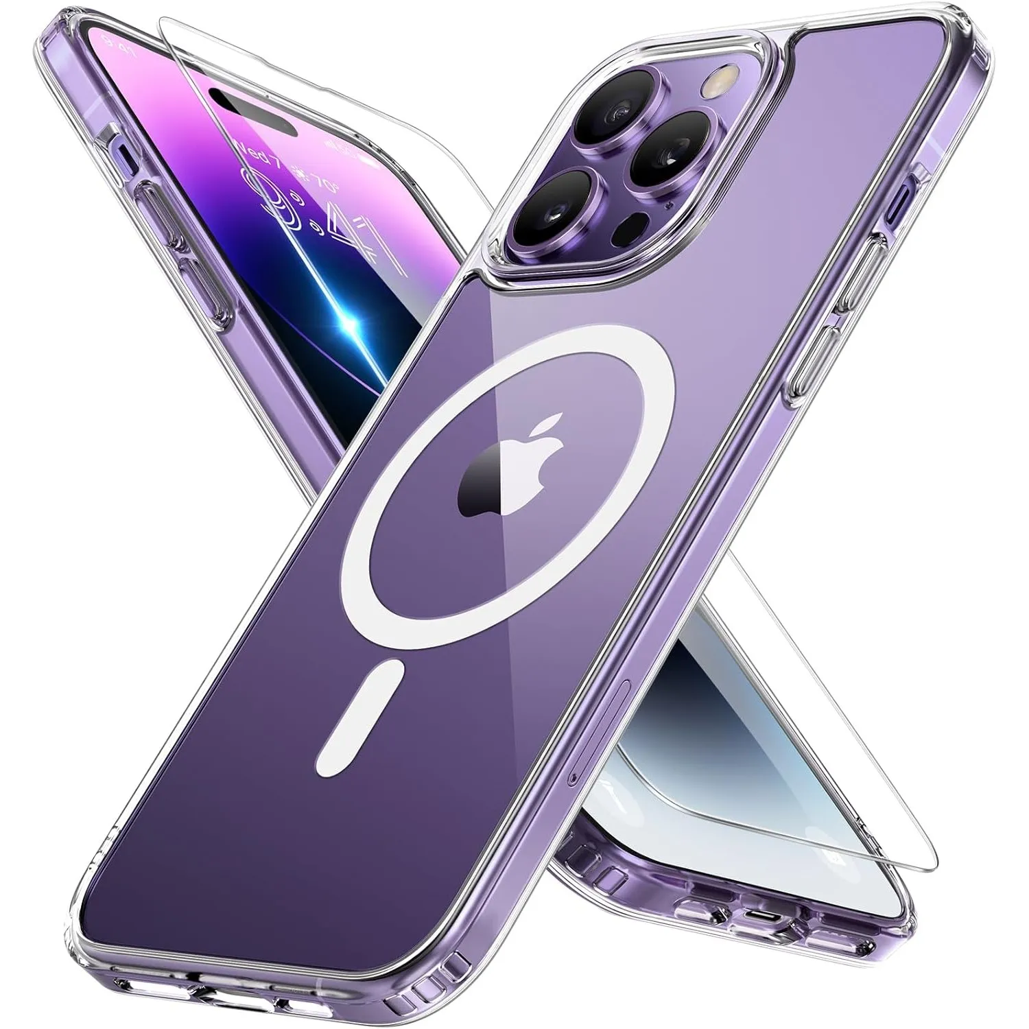 Miracase Magnetisch für iPhone 14 Pro Max Hülle für Magsafe[mit 2 Schutzglas] Militärschutz Stoßfest Kratzfest Anti-Fin…
