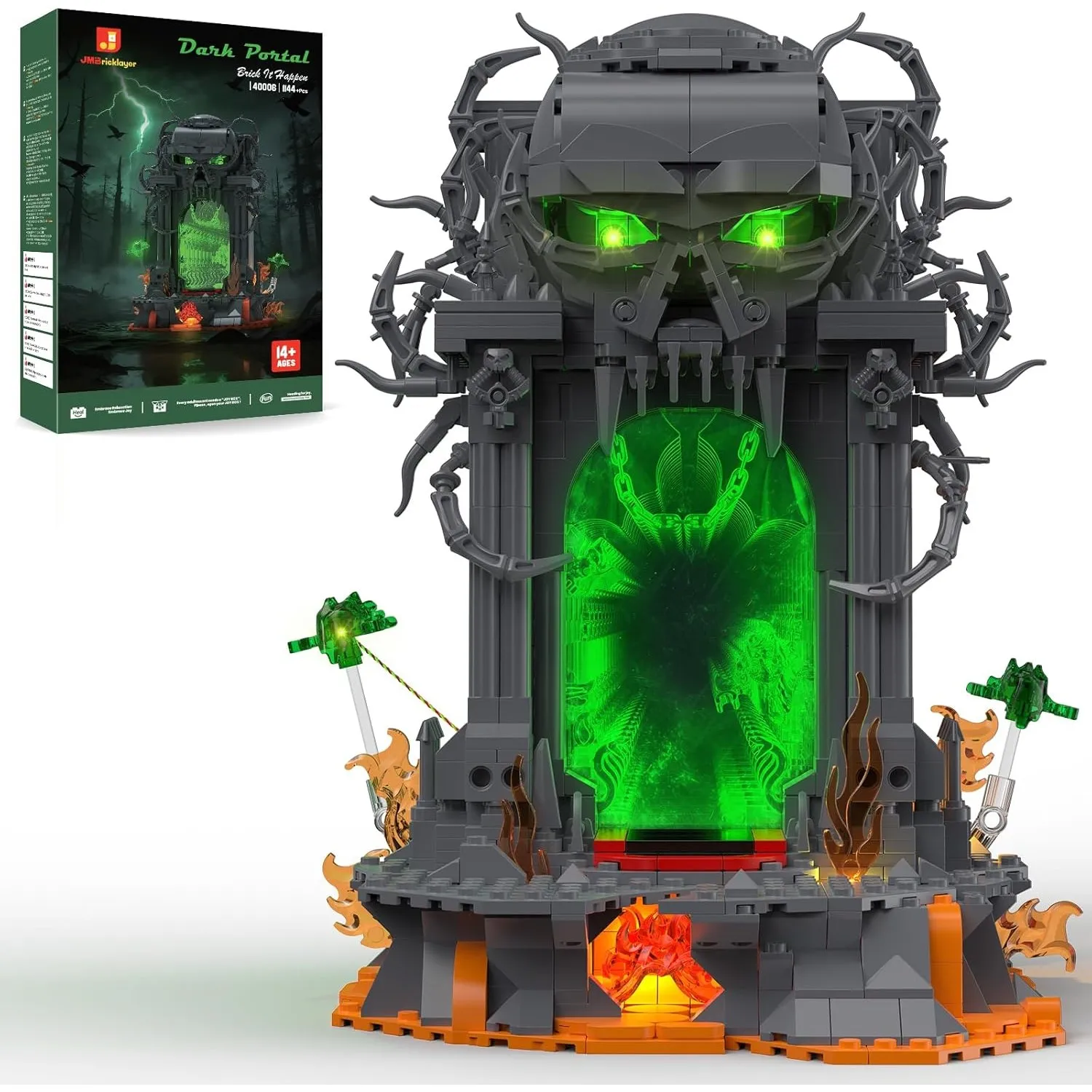 JMBricklayer Dunkles Portal Totenkopf Klemmbausteine Erwachsene mit Licht
