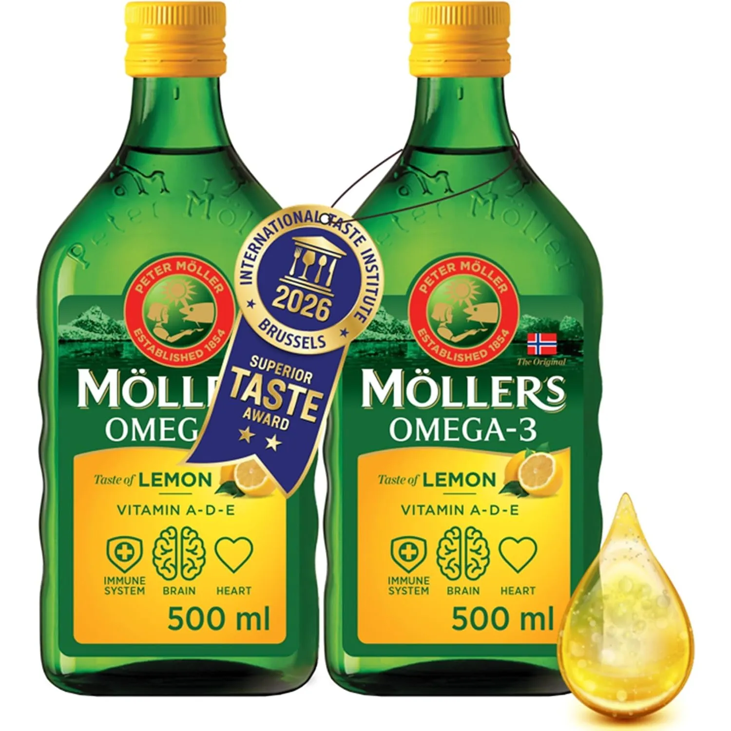 Möller's Omega 3 Lebertran Öl | Nordic Omega 3 Nahrungsergänzung mit EPA, DHA, Vitamin A, D, E | Superior Taste Award |…