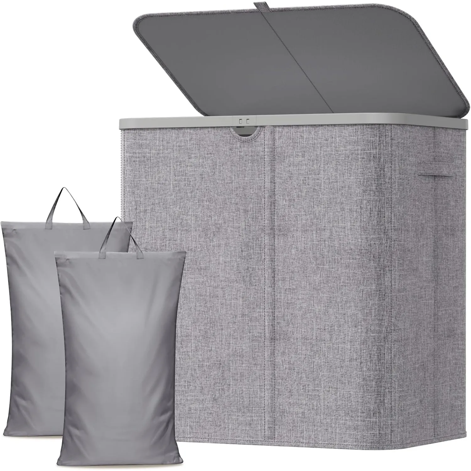 Lifewit 145L 2-Compartment Laundry Basket with Lid, Washing Basket, Grey