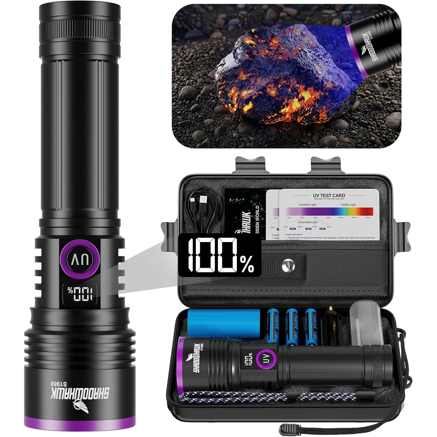 Shadowhawk 365nm Schwarzlicht 30W UV Taschenlampe 4-Kern Mit Filterlinse