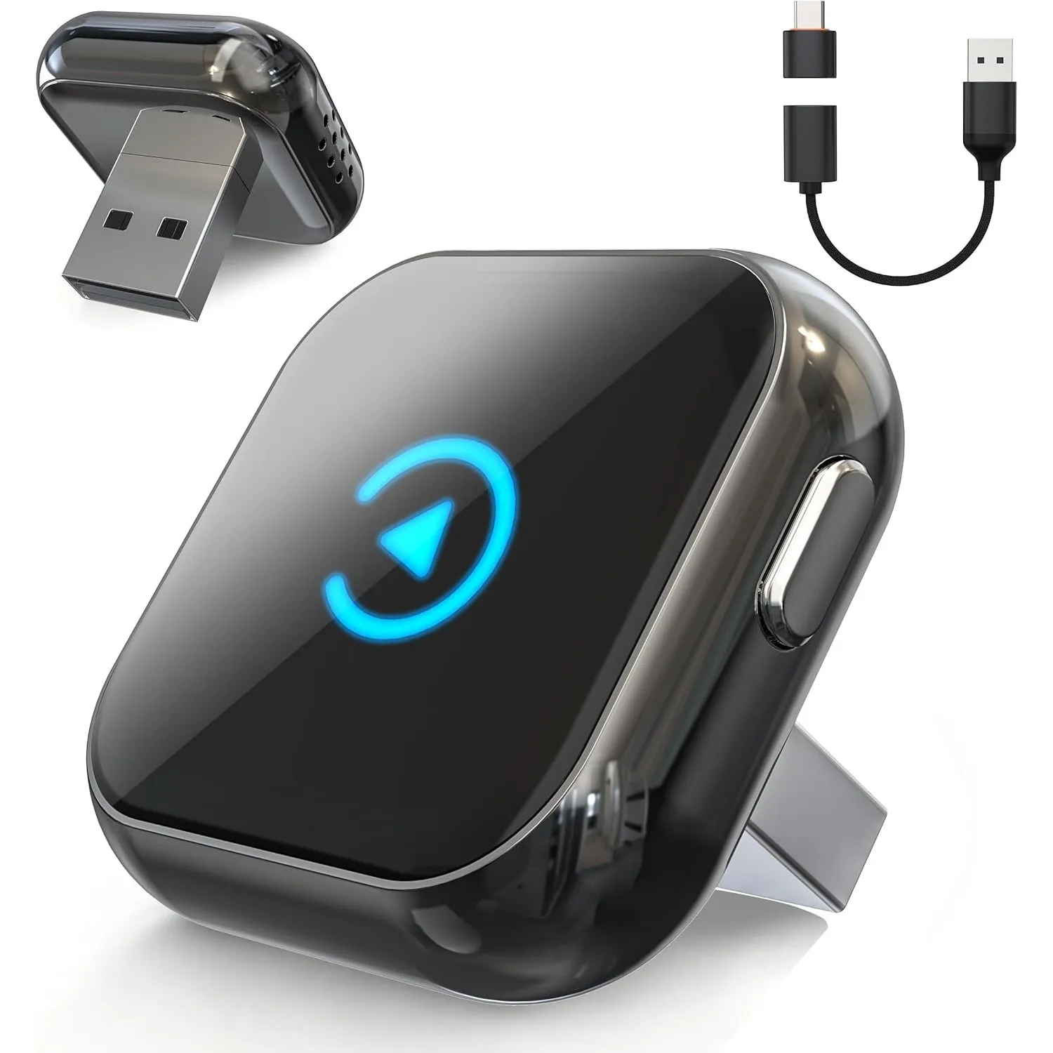 2026 Verbesserter 2-in-1 CarPlay Wireless Adapter mit Instant 2-Phone Switch für Apple CarPlay/Android Auto,Plug & Play…