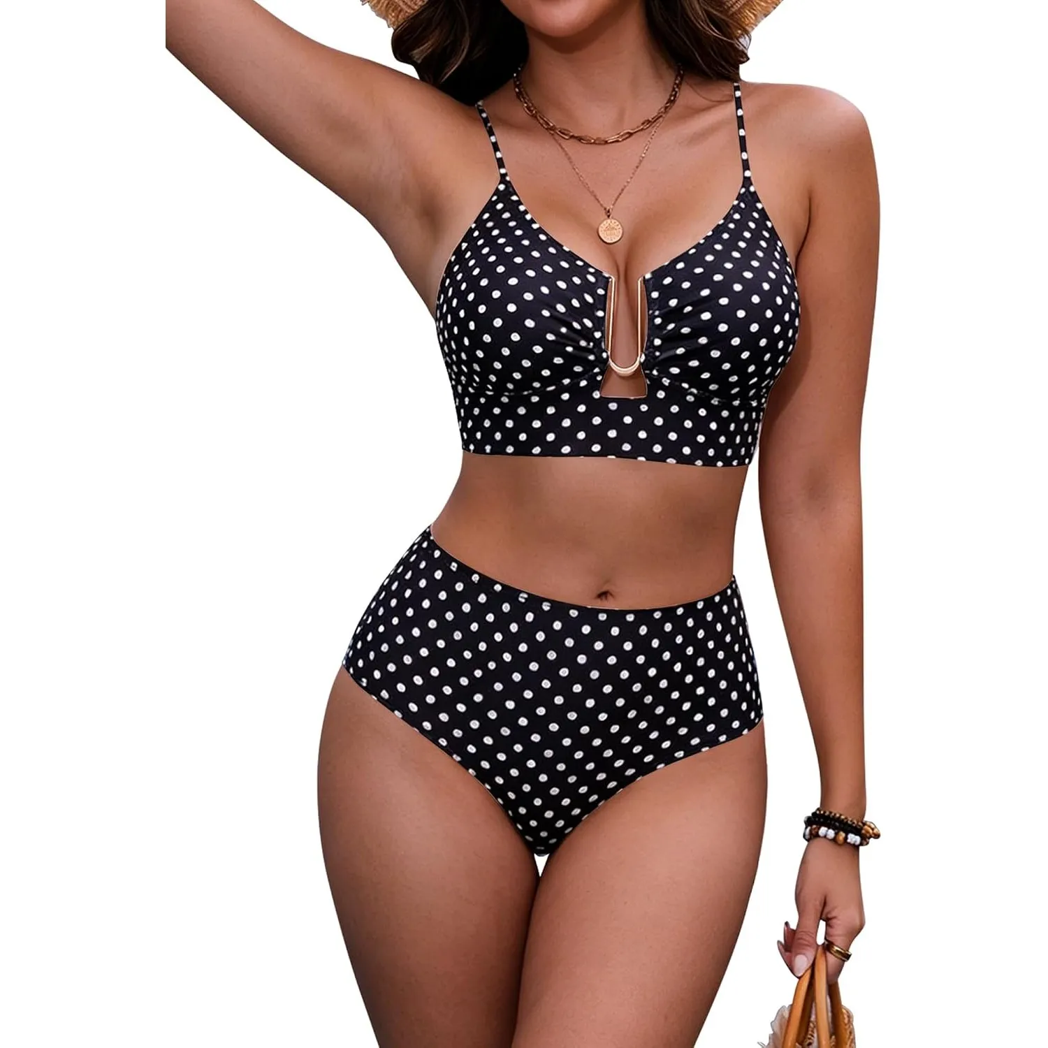 HORISUN High Waist Bikini Damen Set Bauchweg Push Up Zweiteiliger Badeanzug | Cut-out Bikinioberteil,Strukturierter Sto…