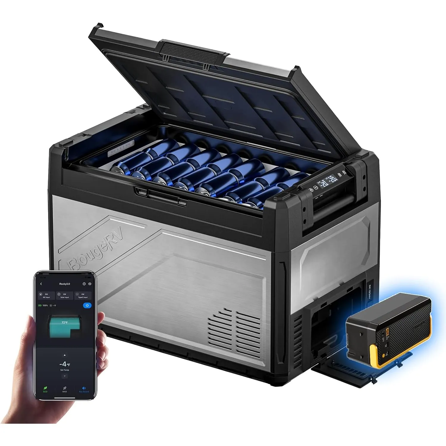 BougeRV Rocky V3.0 Dual Zonen Auto Kühlbox 52L mit Akku 240Wh, -20℃~20℃