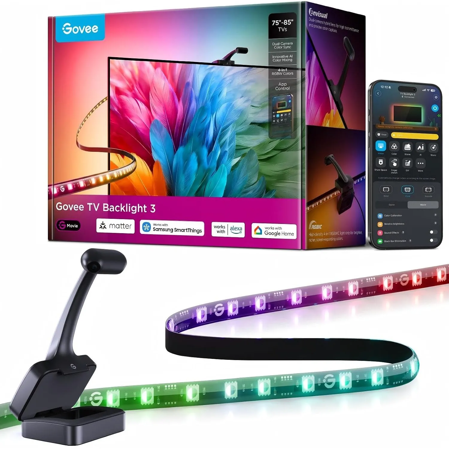 Govee TV Hintergrundbeleuchtung 3 Dual-Kamera 5M, RGBWIC TV Backlight