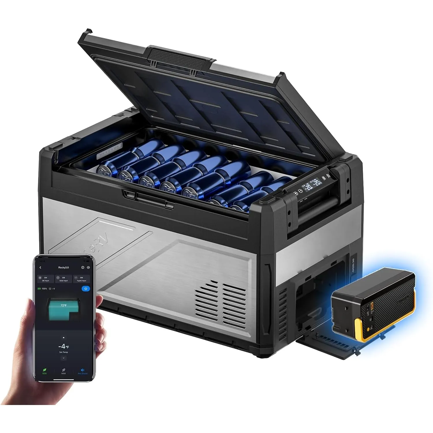 BougeRV Rocky V3.0 Dual Zonen Auto Kühlbox 39L mit Akku 240Wh, -20℃~20℃