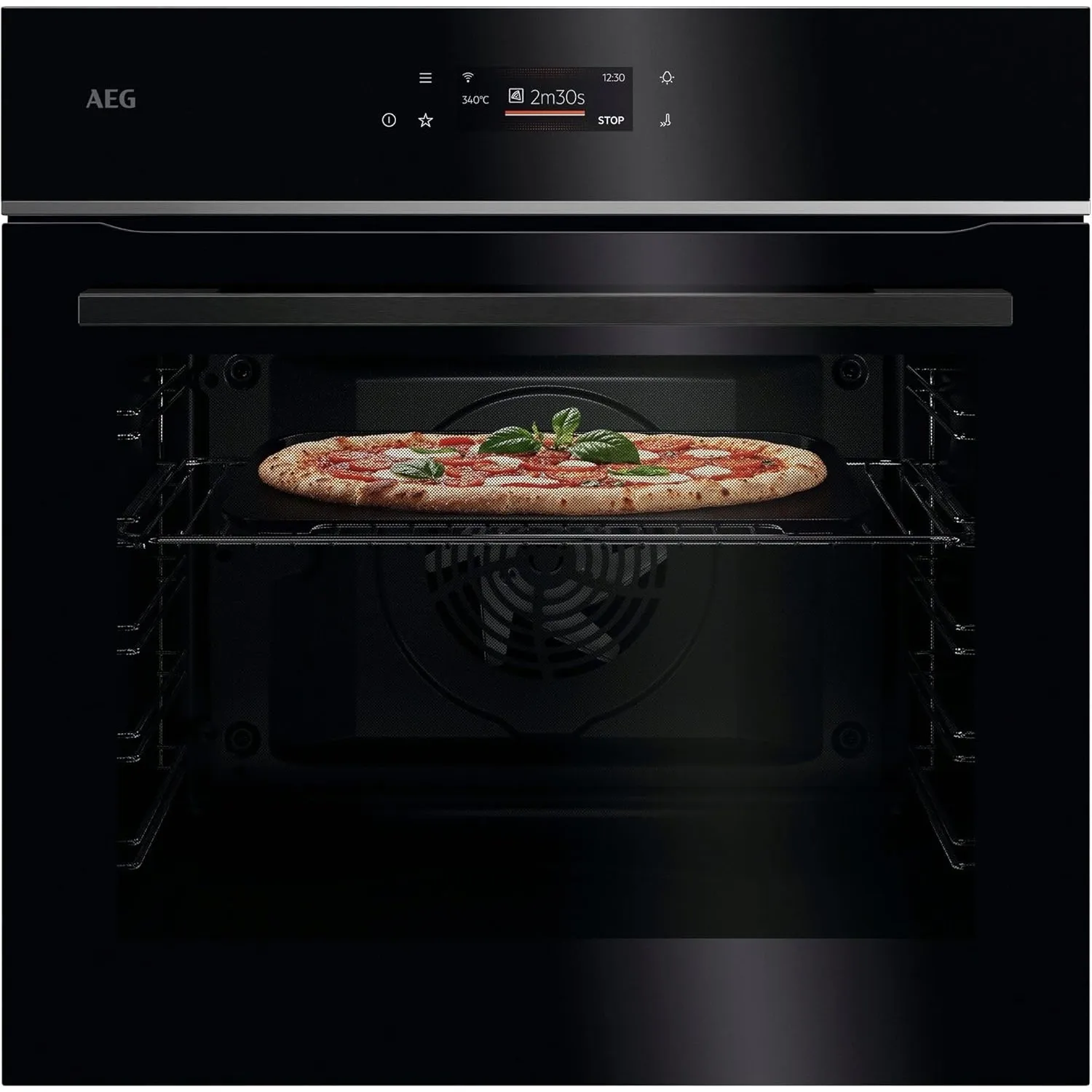 AEG Wifi Einbau-Pizzaofen, Pizza in 150 Sek bei 340°C, Schwarz, TX7PB62WSB