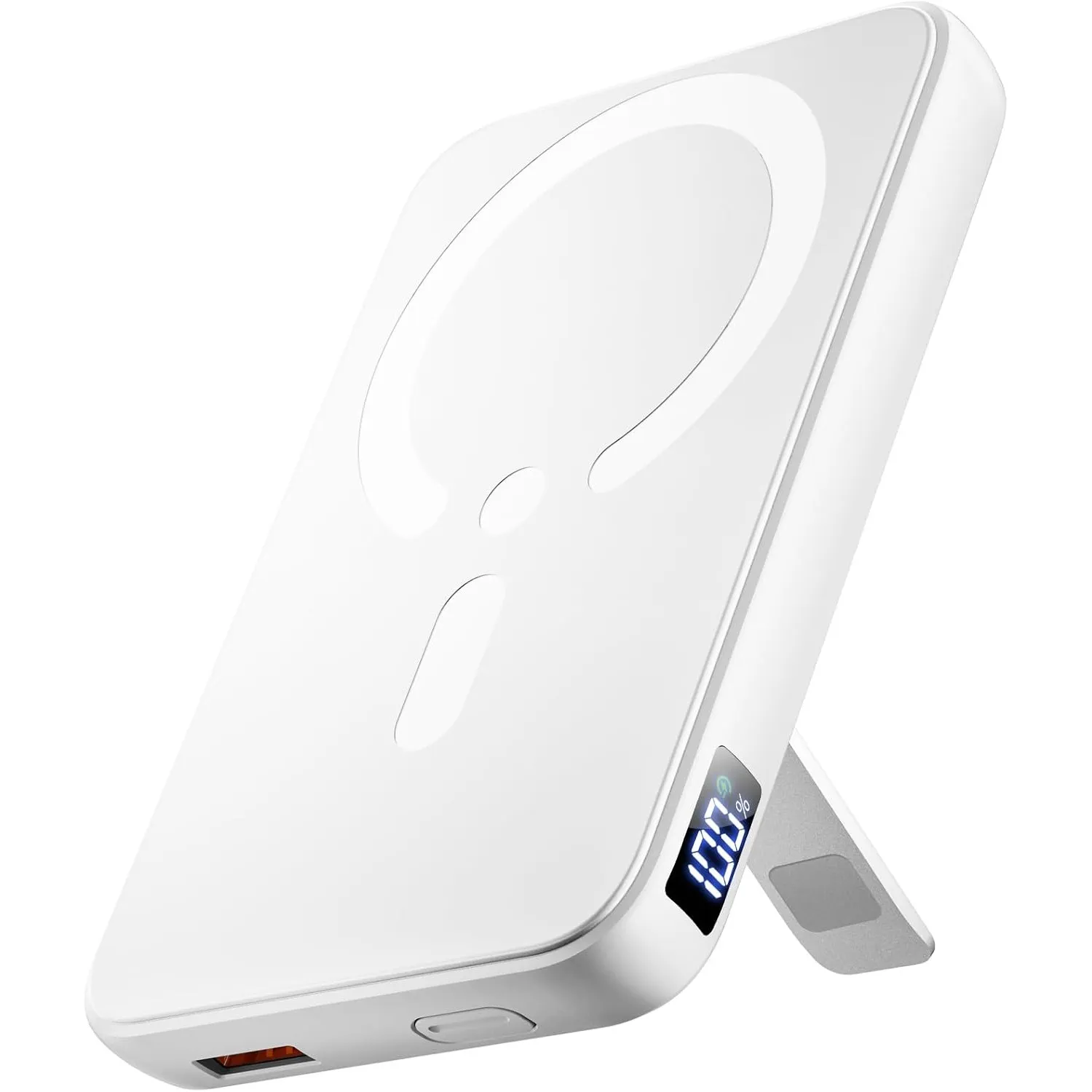 Powerbank für MagSafe, 12000mAh 22,5W Externe Handyakkus mit Ständer, Weiß