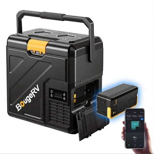 BougeRV CRH20 20L Kompressor Kühlbox Auto Klein mit Akku 240Wh, Tragbar Akku Kühlbox 12V/24V 230V mit Griff App-Steueru…