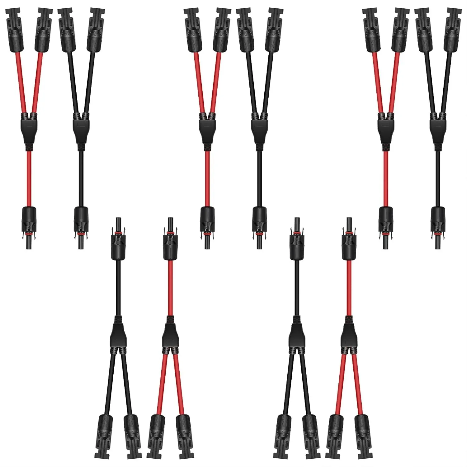 Solarkabel Y-Verteiler(4mm²/6mm²),für Parallelen Photovoltaikanschluss (1 Rot + 1 Schwarz),Solarkabel Verbinder P68 Was…