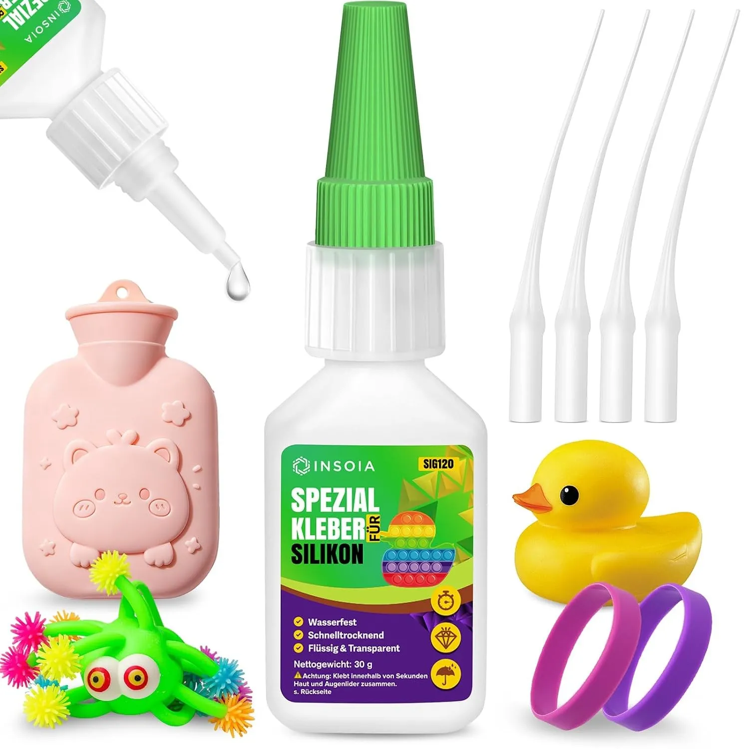 Silikonkleber Extra Stark Wasserfest für Silikon, Transparent 30 G Set
