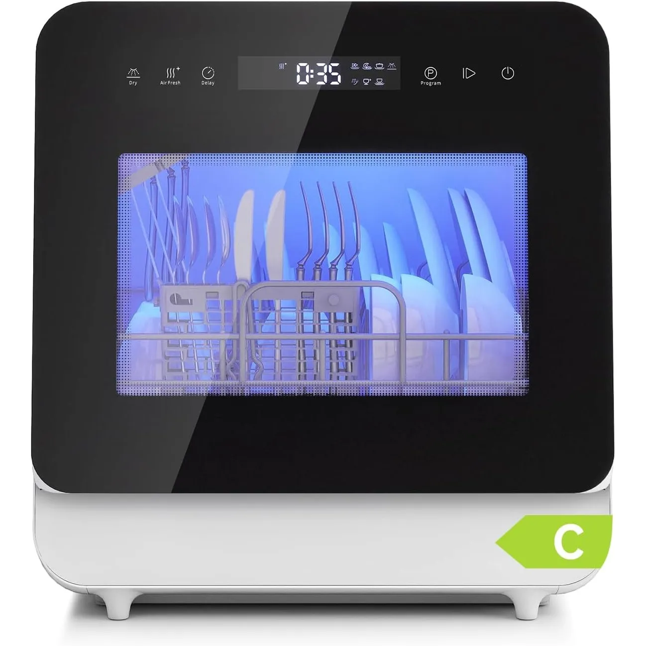 Mini Geschirrspüler für 3 Gedecke, 5L Wassertank,6+1 Programme,PTC