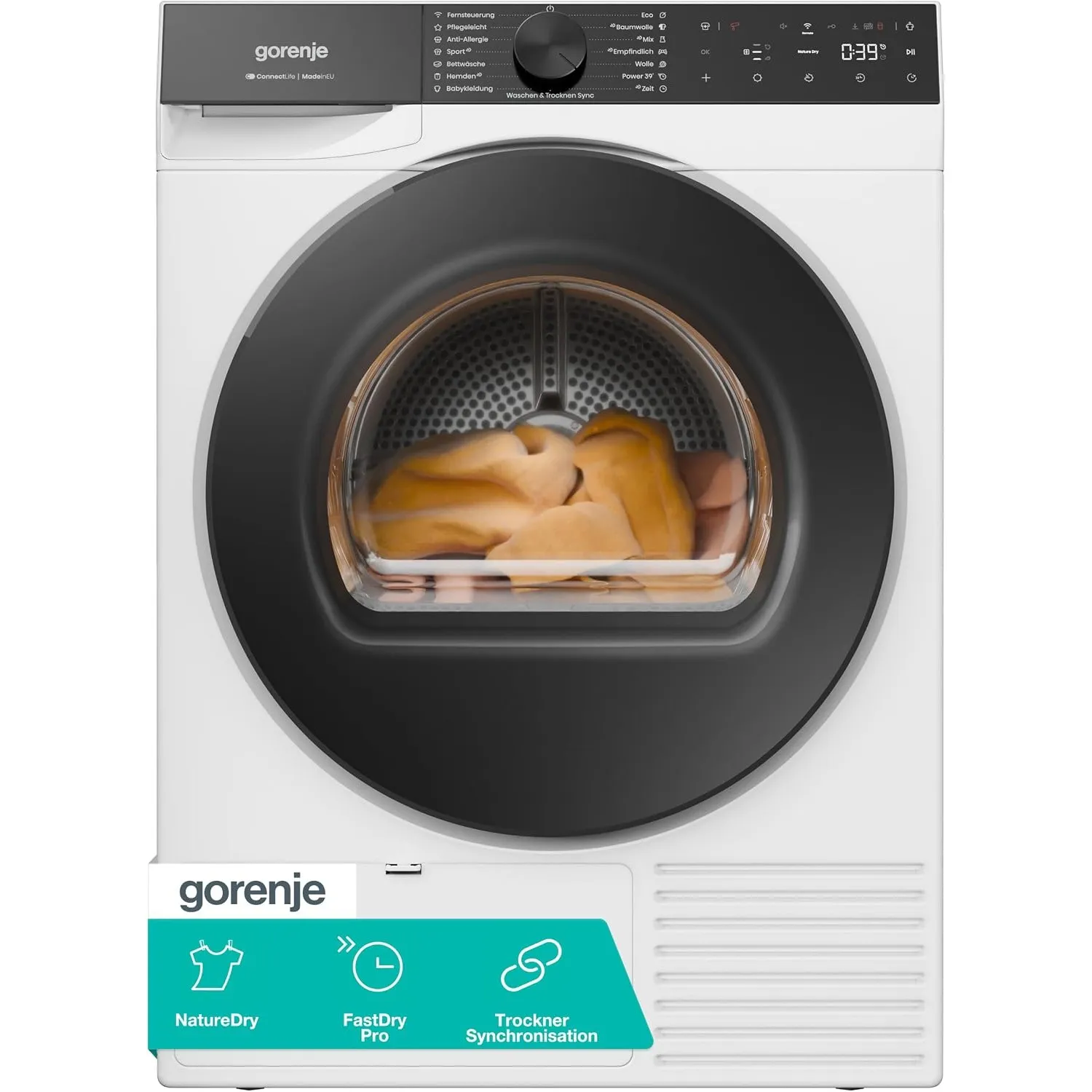 Gorenje D5G69CP Trockner/Kondensation mit Wärmepumpe /9kg /15 Programme/ConnectLife/Made in EU/FastDry Pro/TwinAir/Feuc…