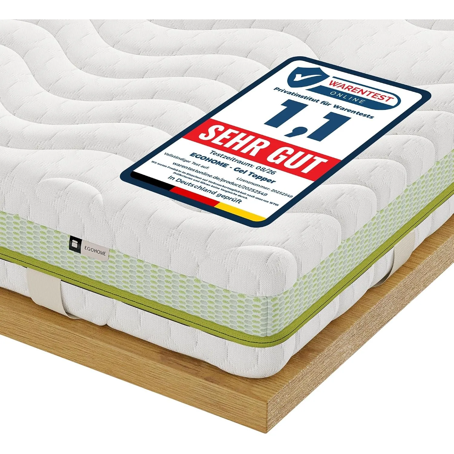 EGOHOME Gel Topper 180x200 cm H3/H4 | 7 cm Höhe | 7 Zonen Matratzentopper