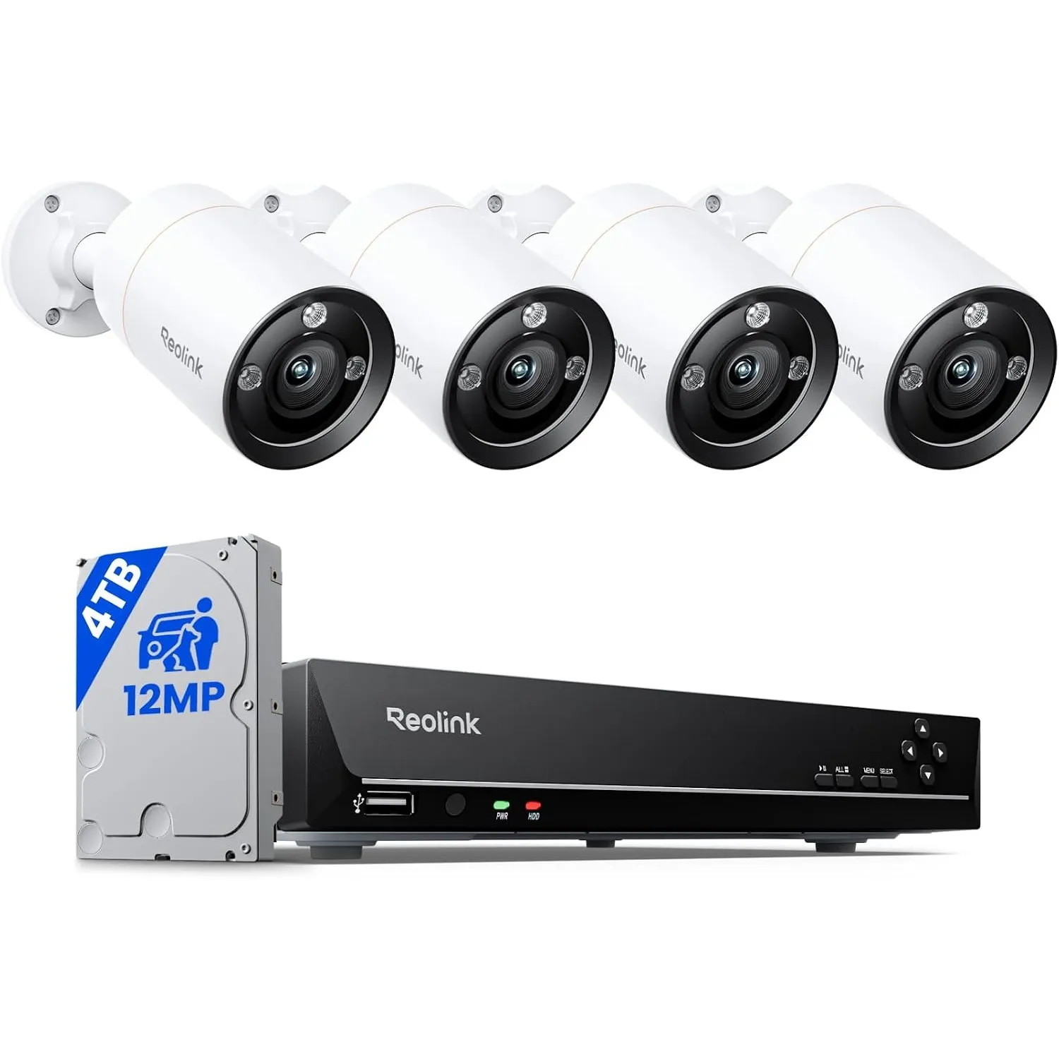 Reolink 12MP Überwachungskamera Set Aussen, 8CH 4TB HDD NVR, RLK8-1200B4-A