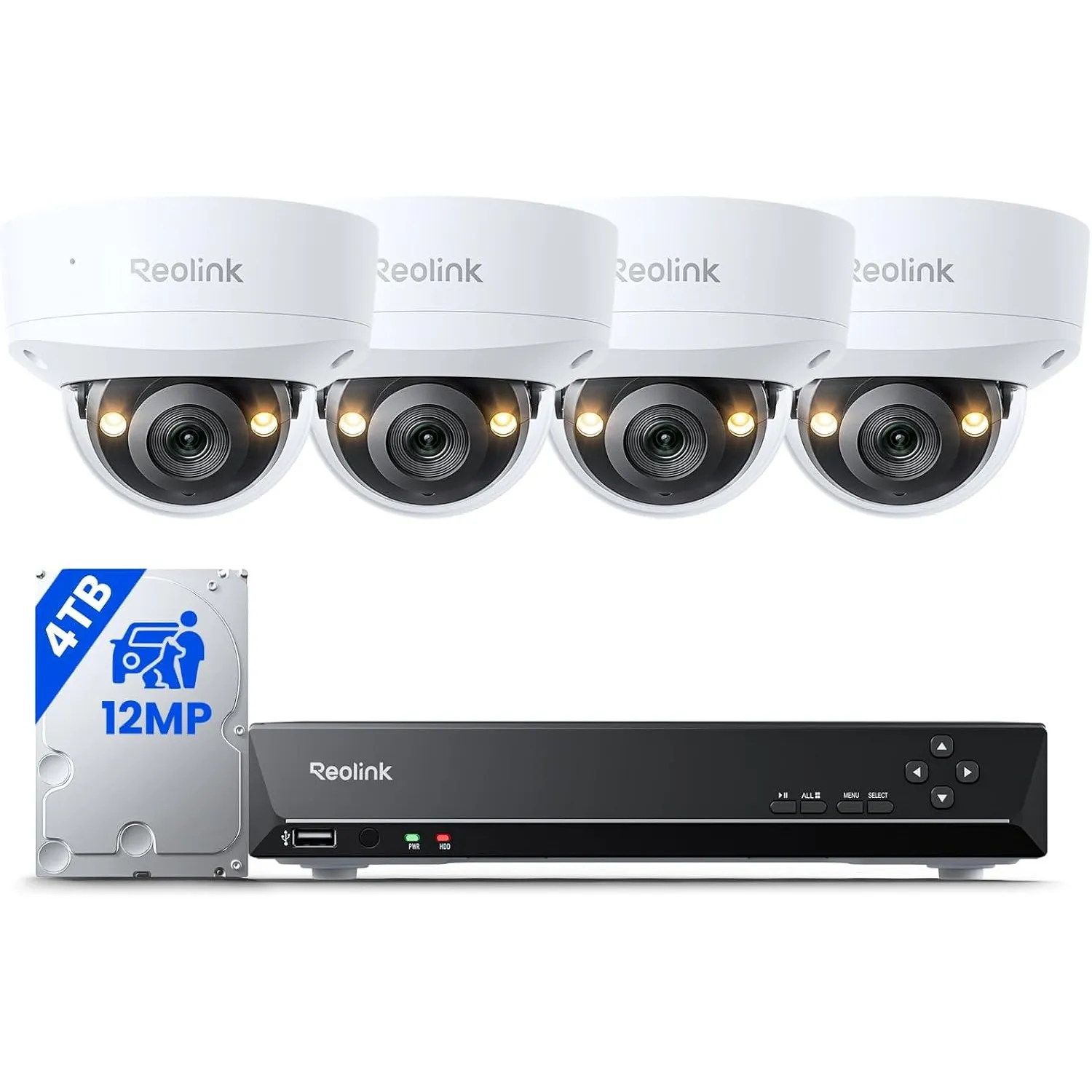 Reolink 12MP PoE Überwachungskamera Aussen Set 4TB HDD IK10 vandalensichere