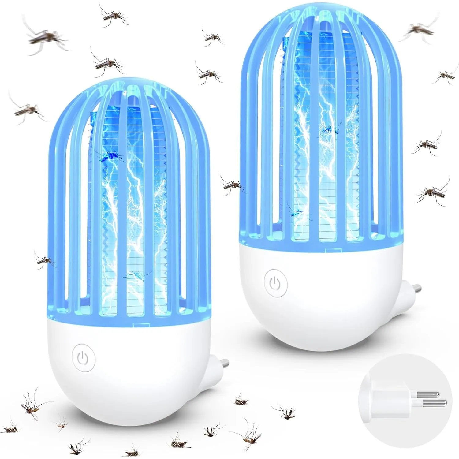 Insektenvernichter Elektrische Fliegenfalle Innenbereich Plug in 2 Stück, 2100V UV Mückenlampe Mückenfalle Mückenschutz…