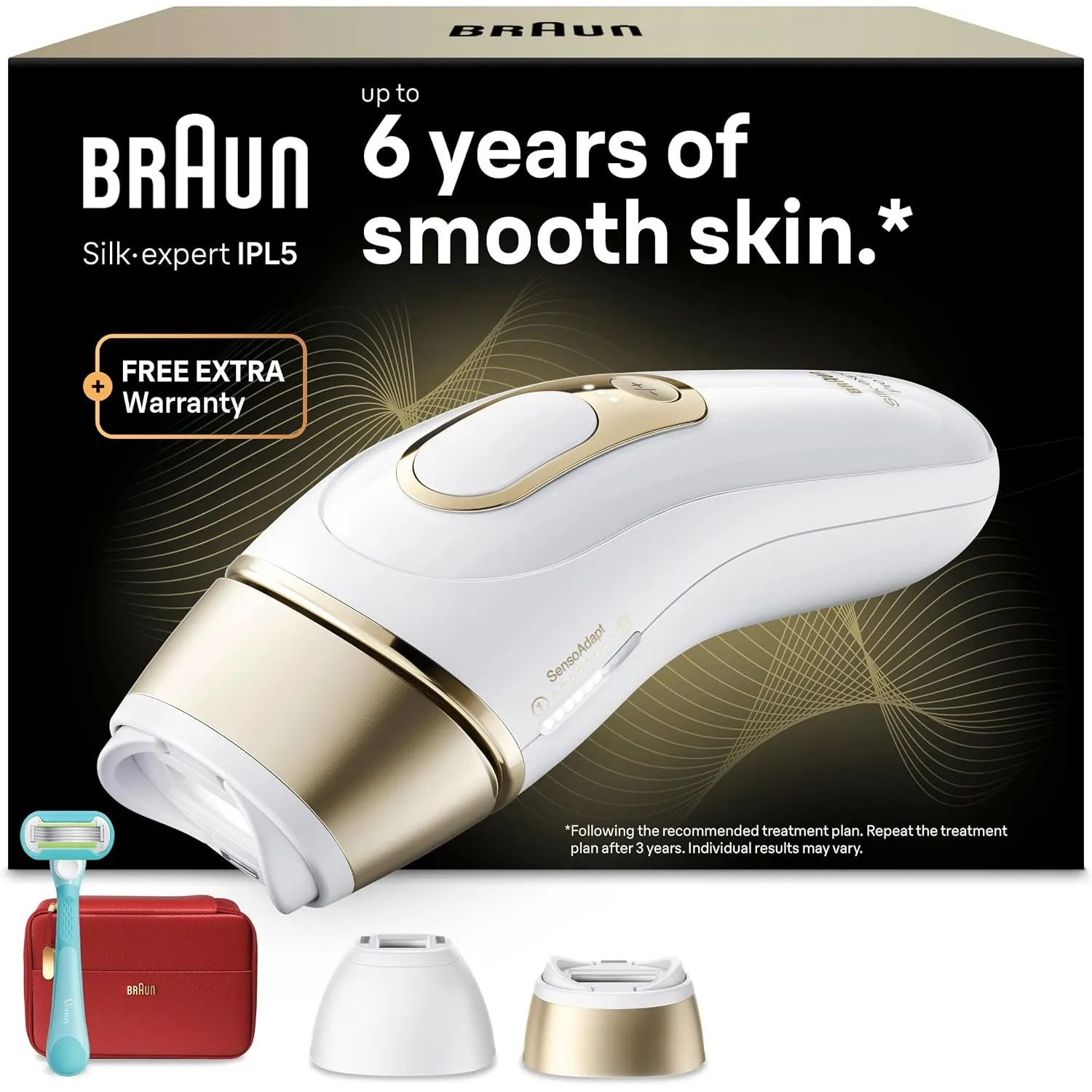 Braun IPL Geräte Haarentfernung Silk·expert Pro 5, PL5221, Weiß/Gold