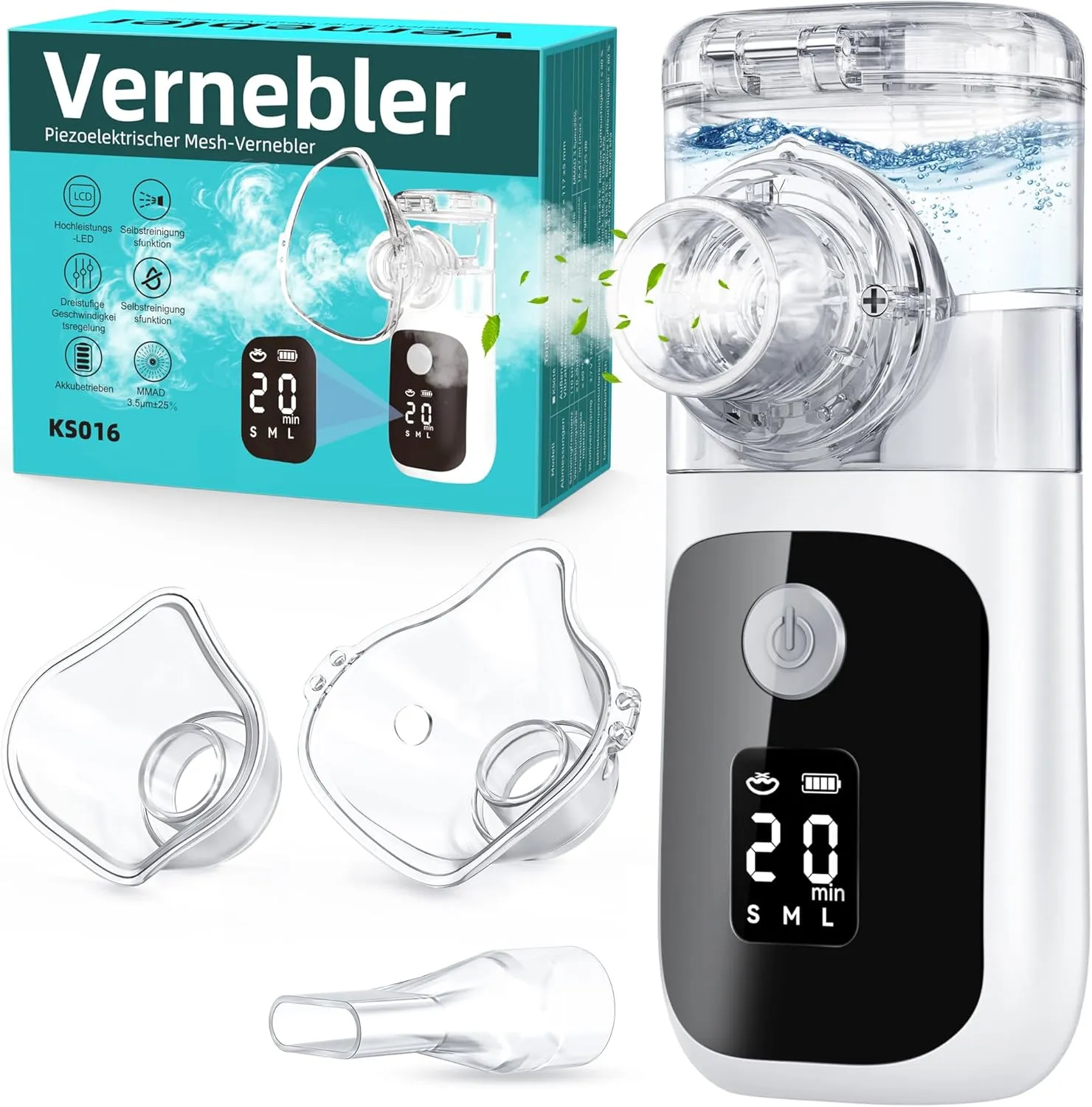 Inhalationsgerät,Inhaliergeräte für Erwachsene Kinder mit Countdown Timer,Einstellbarer Sprühnebel,Selbstreinigungsfunk…