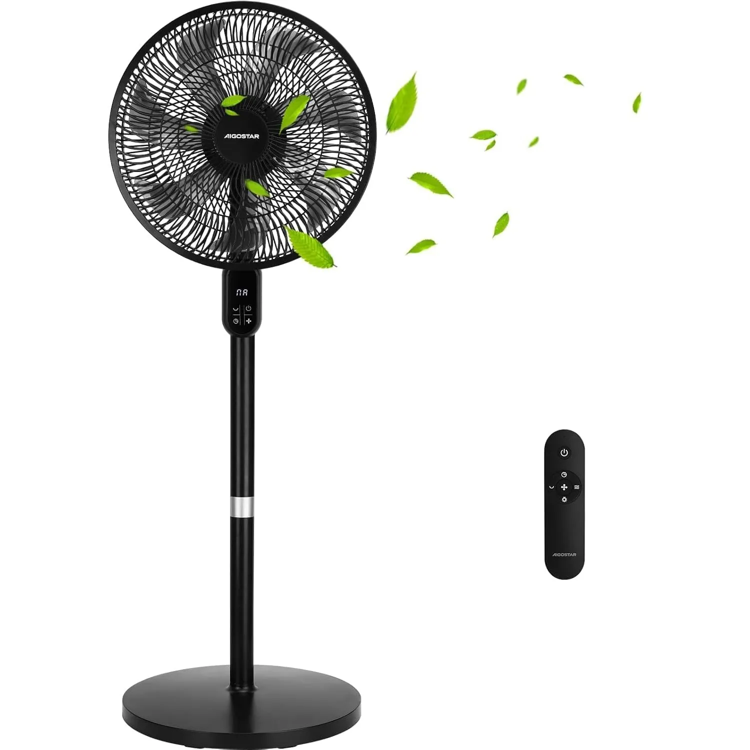 Aigostar Standventilator 50W mit 7 Flügeln, 28dB Leise, 120° Oszillation, 12H Timer, Höhenverstellbar 91-125cm, 3 Modi …