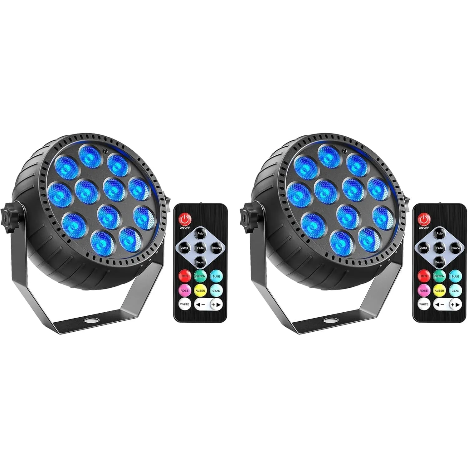 2PCS Wiederaufladbar RGB LED Par Scheinwerfer, 12 LED Strahler Akku mit Fernbedienung Partylicht Bühnenlicht für Party …