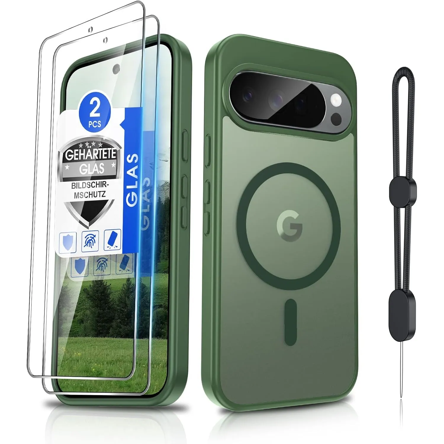 Dizn Handyhülle für Google Pixel 10/Pixel 10 Pro: für MagSafe, 2 Displayschutz Folie, Matt Transluzente Cover mit Handy…