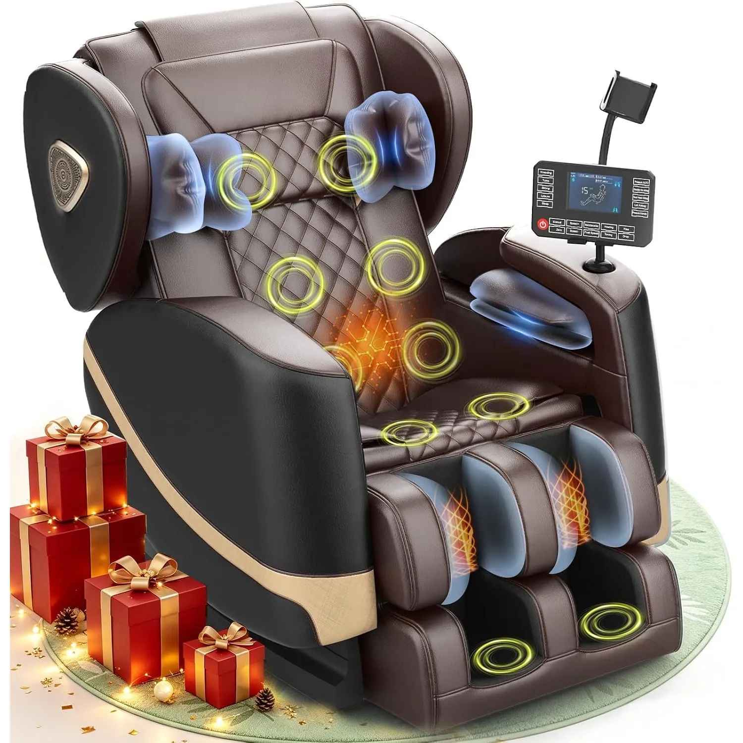 Massagesessel, Ganzkörper-Massagesessel mit Zero-Gravity, 14 Rollen und 8 Komfort-Airbags, Mit Heizfunktion für Taille …