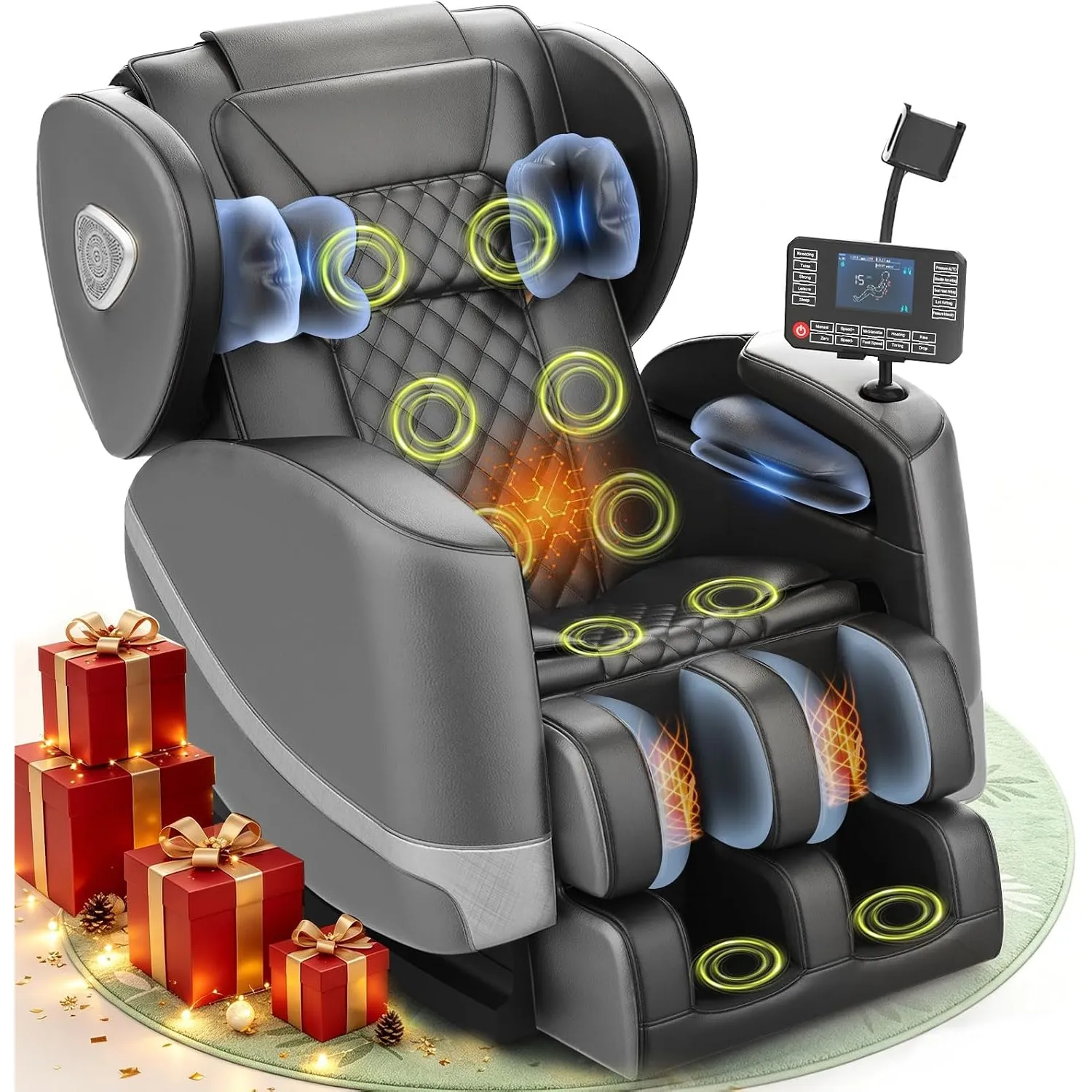 Massagesessel, Ganzkörper-Massagesessel mit Zero-Gravity, 14 Rollen und 8 Komfort-Airbags, Mit Heizfunktion für Taille …