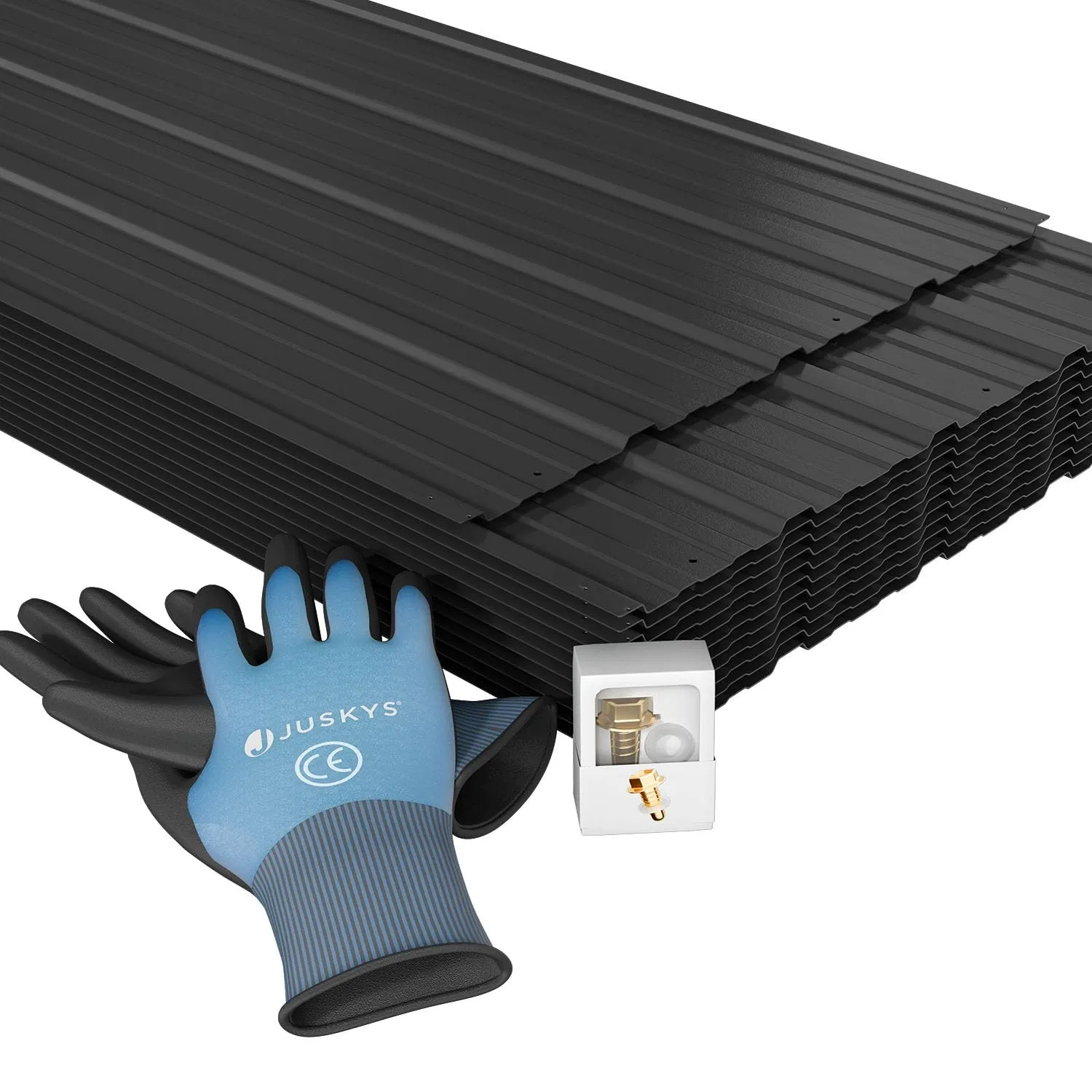 Juskys Trapezblech Anthrazit 12er Set 129x45 cm, verzinkter Stahl