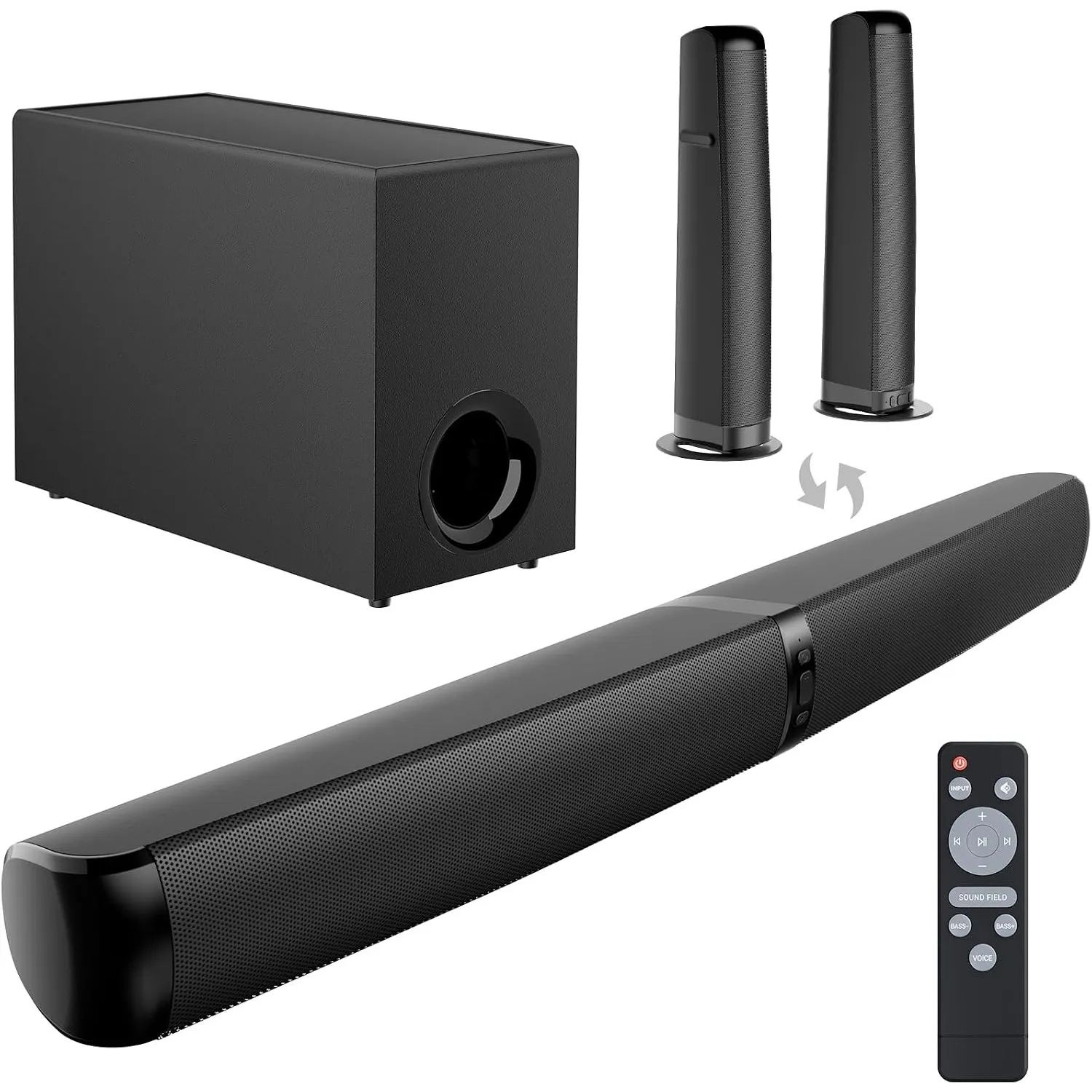 GarageRock Soundbar mit Subwoofer für TV, 110 W Peak 2-in-1 Sound Bar mit Adjustable Deep Bass, Bluetooth 5.3/ARC/Opt/A…