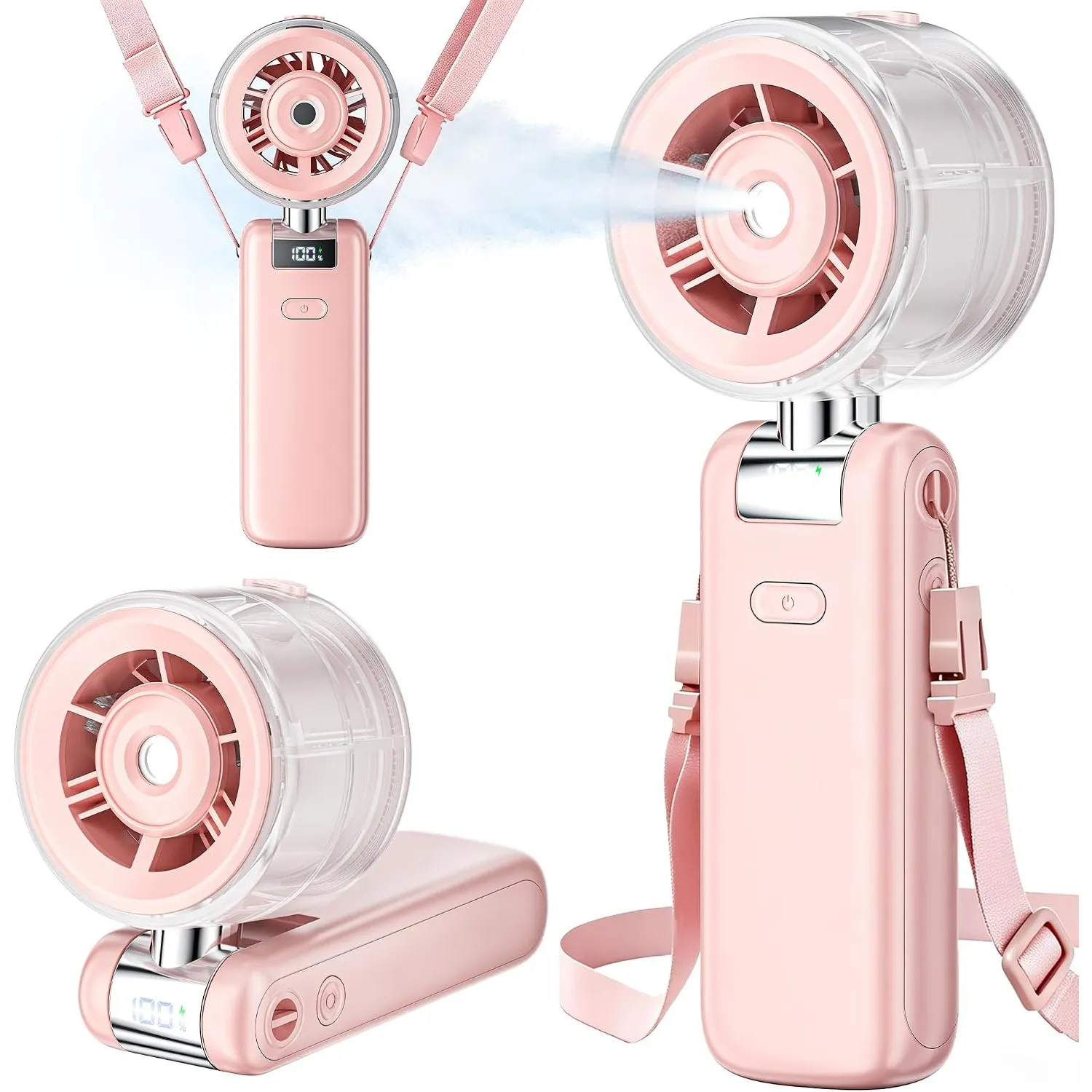 Handventilator mit Sprühnebel,4000mAh Tragbarer Turbo Ventilator | Kühlnebel Spray, Wiederaufladbarer Personal Ventilat…