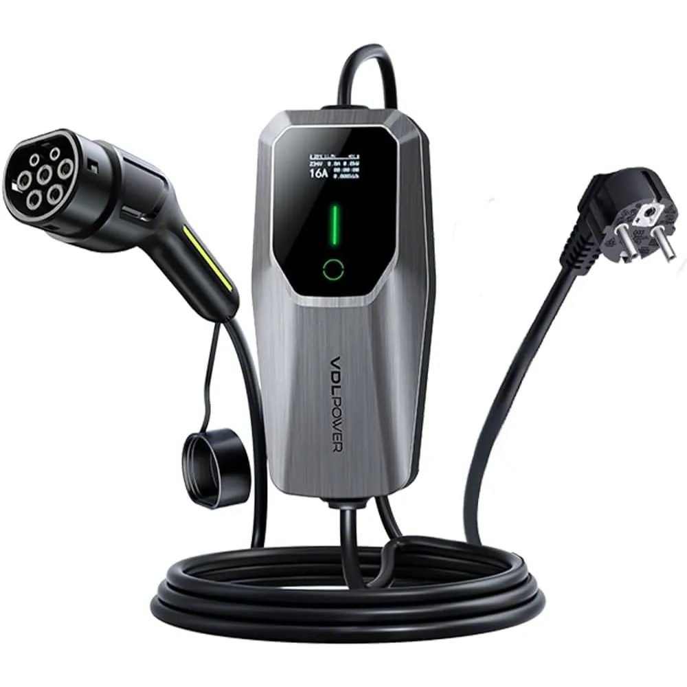 Ladekabel Typ 2, 3.68KW /5M Ladekabel Elektroauto, 6A-16A LED-Anzeige Tragbare EV Ladegerät, Typ 2 für Elektrofahrzeuge…