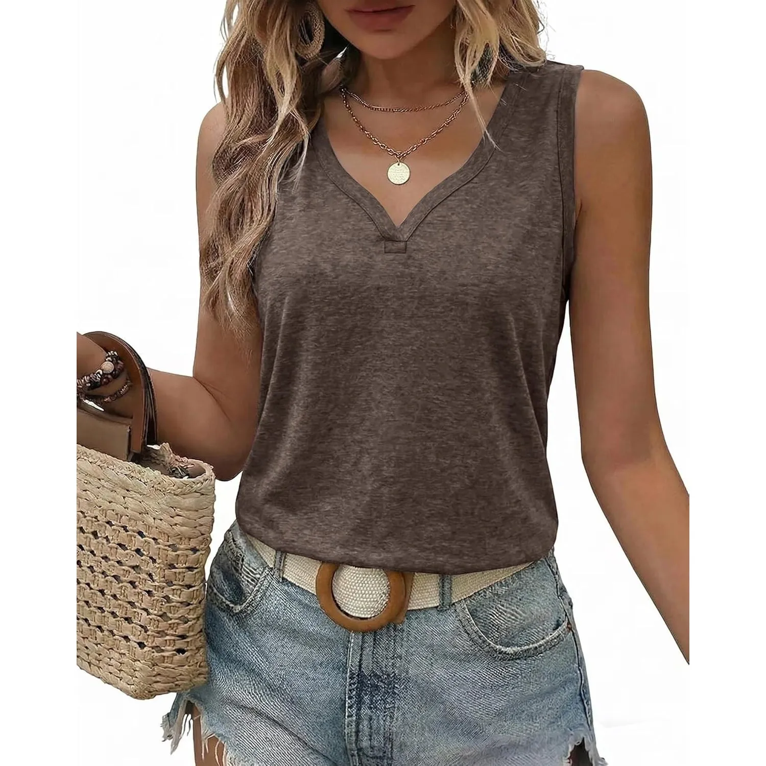 SENBATU Tank Top Damen Sommer 2026 V-Ausschnitt Casual Top Damen Sexy Ãrmellose Elegante Oberteile Damens