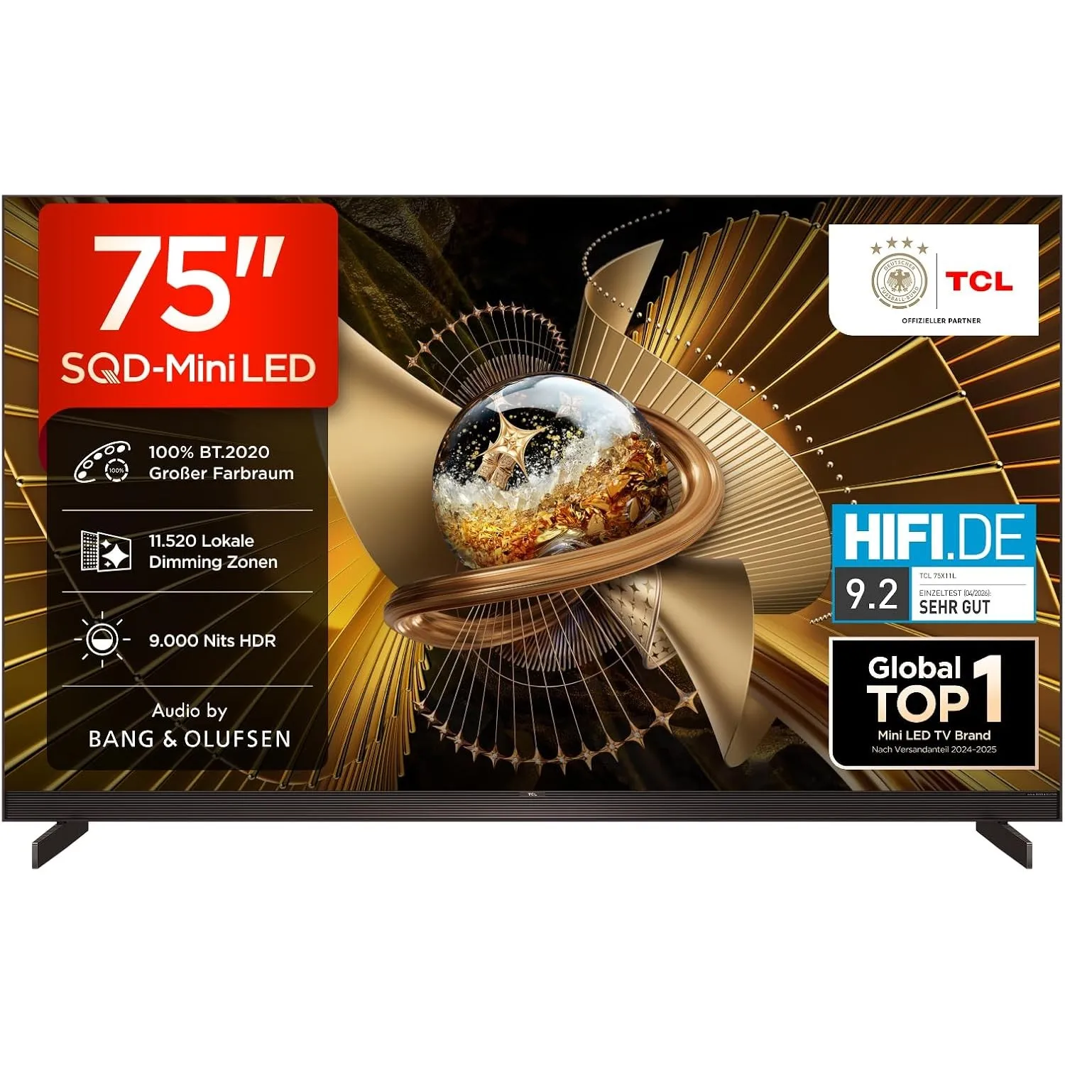 TCL 75X11L SQD-Mini LED 75 Zoll Fernseher, 4K Smart TV, Google TV, HDR10+