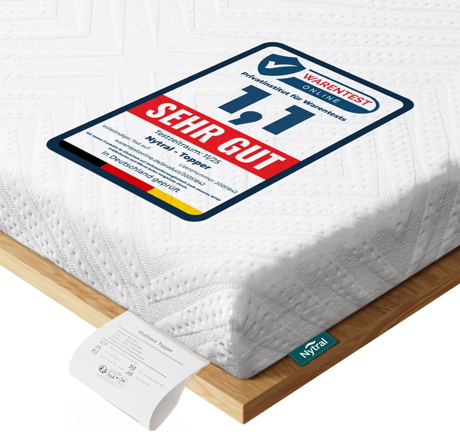 Topper 90 x 200 cm H3 & H4, 7.5 cm Height Sofa Bed Gel Foam, Oeko-Tex Certified, Breathable & Washable, Mattress Topper…