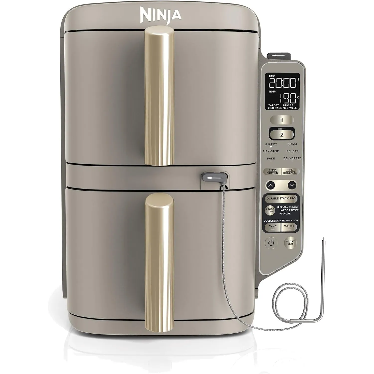 Ninja Double Stack XL-Heißluftfritteuse, 9,5 l, 6 Funktionen, Steingold