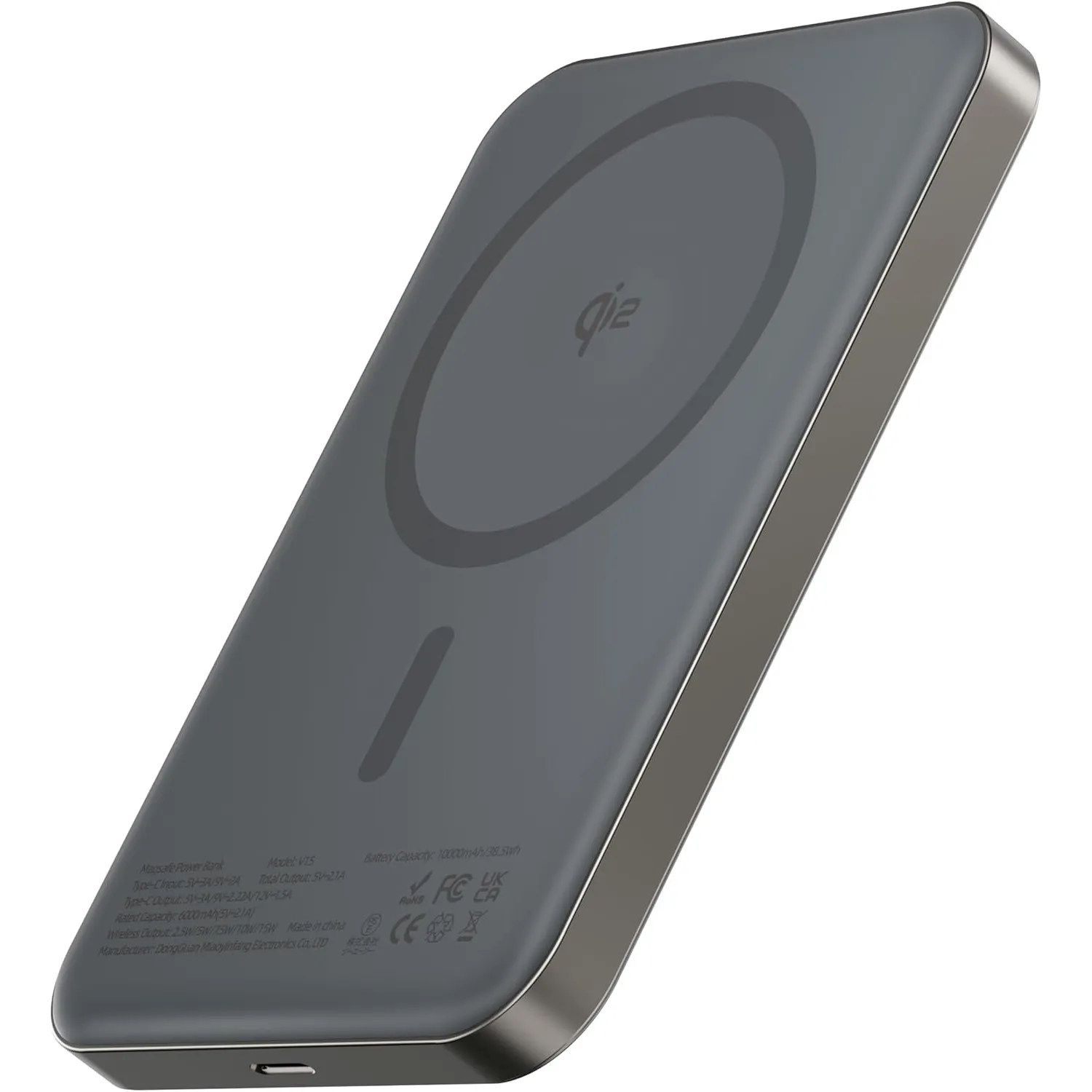 Magnetische Powerbank 10000 mAh, 14 mm ultradünnes Titan-Design, PD20W, kabelloses tragbares Ladegerät mit USB-C-Eingan…